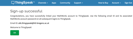 ThingSpeak Sign In Success