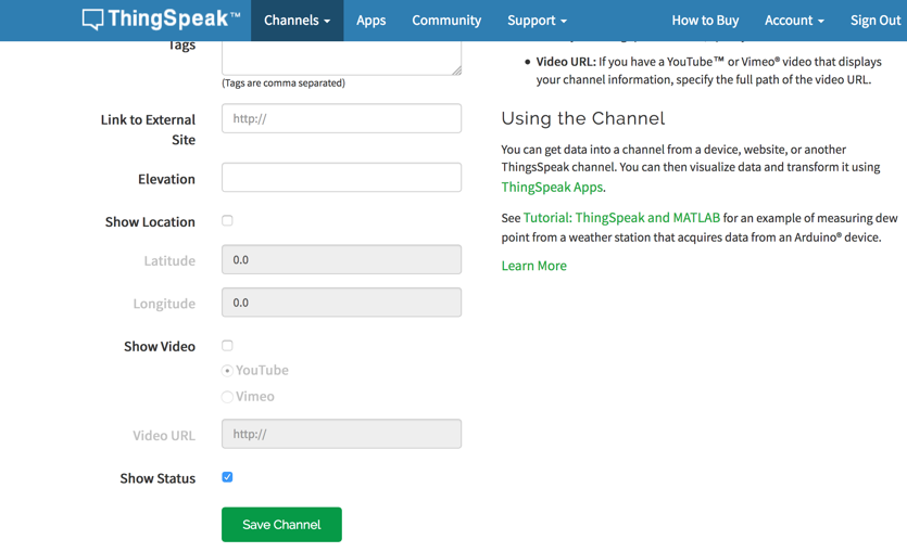 ThingSpeak Save Channel