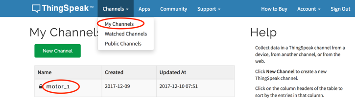 ThingSpeak MyChannel Motor_1